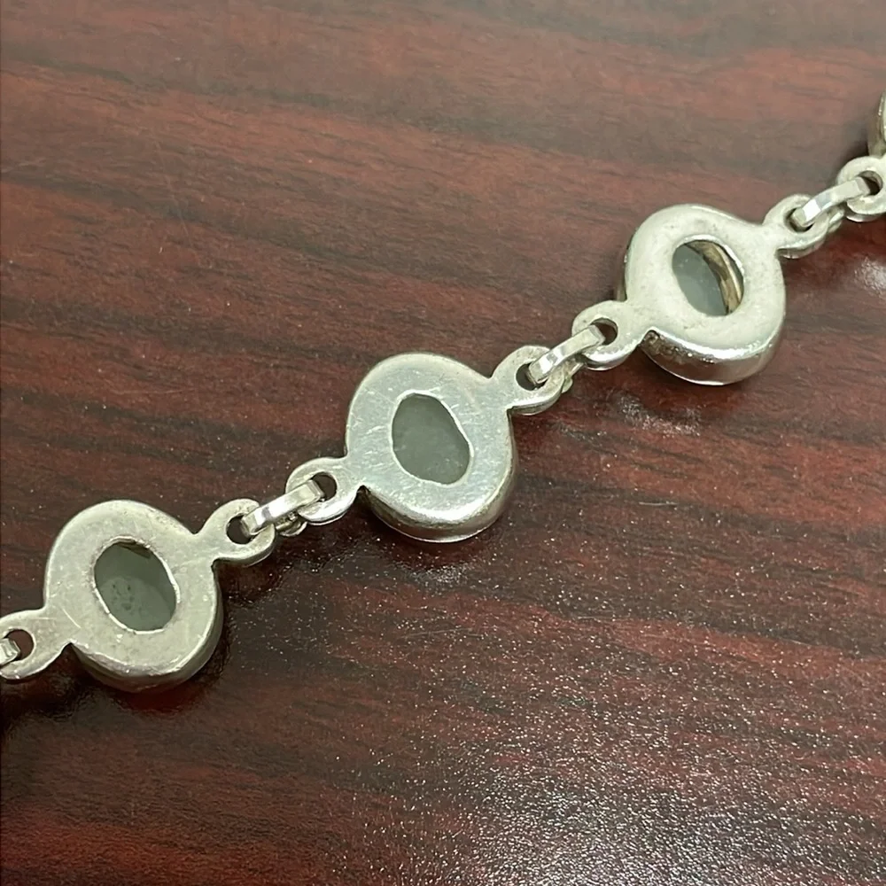 Silver Tone Bracelet with Gray/Green Stones